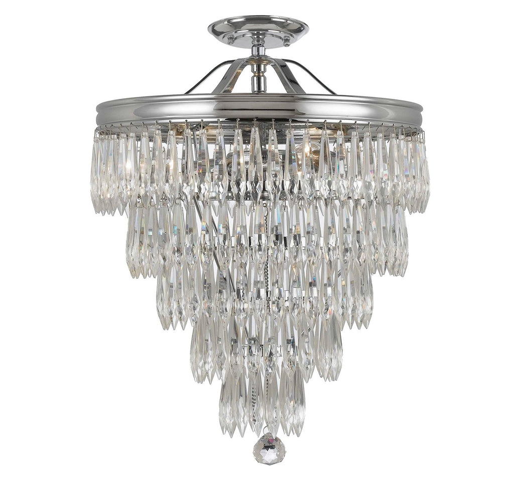 3 Light Polished Chrome Transitional Modern Ceiling Mount Draped In Clear Hand Cut Crystal - C193-120-CH-CL-MWP_CEILING