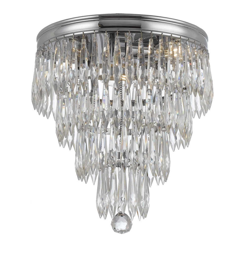 3 Light Polished Chrome Transitional Modern Ceiling Mount Draped In Clear Hand Cut Crystal - C193-125-CH-CL-MWP