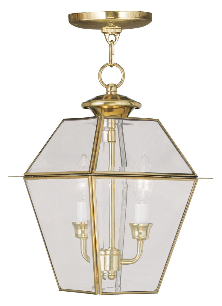 Livex Westover 2 Light PB Outdoor Chain Lantern - C185-2285-02