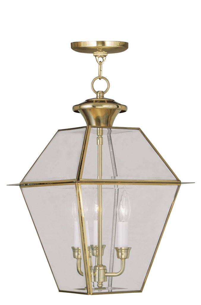 Livex Westover 3 Light PB Outdoor Chain Lantern - C185-2385-02
