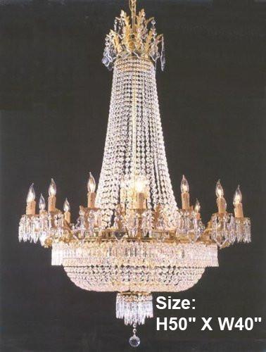 French Empire Crystal Chandelier Lighting Gold Sw H50" X W40" - Perfect For An Entryway Or Foyer Trimmed With Spectra(Tm) Crystal Reliable Crystal Quality By Swarovski - A93-1280/14+7 Sw