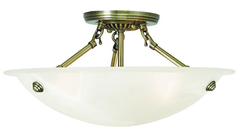 Livex Oasis 3 Light Antique Brass Ceiling Mount - C185-4273-01