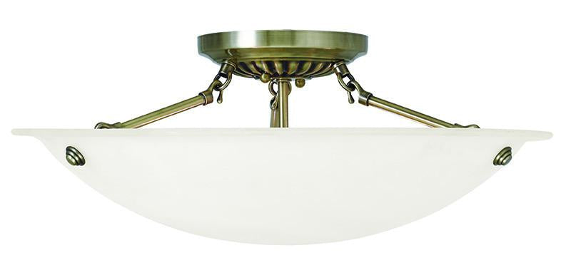 Livex Oasis 3 Light Antique Brass Ceiling Mount - C185-4274-01