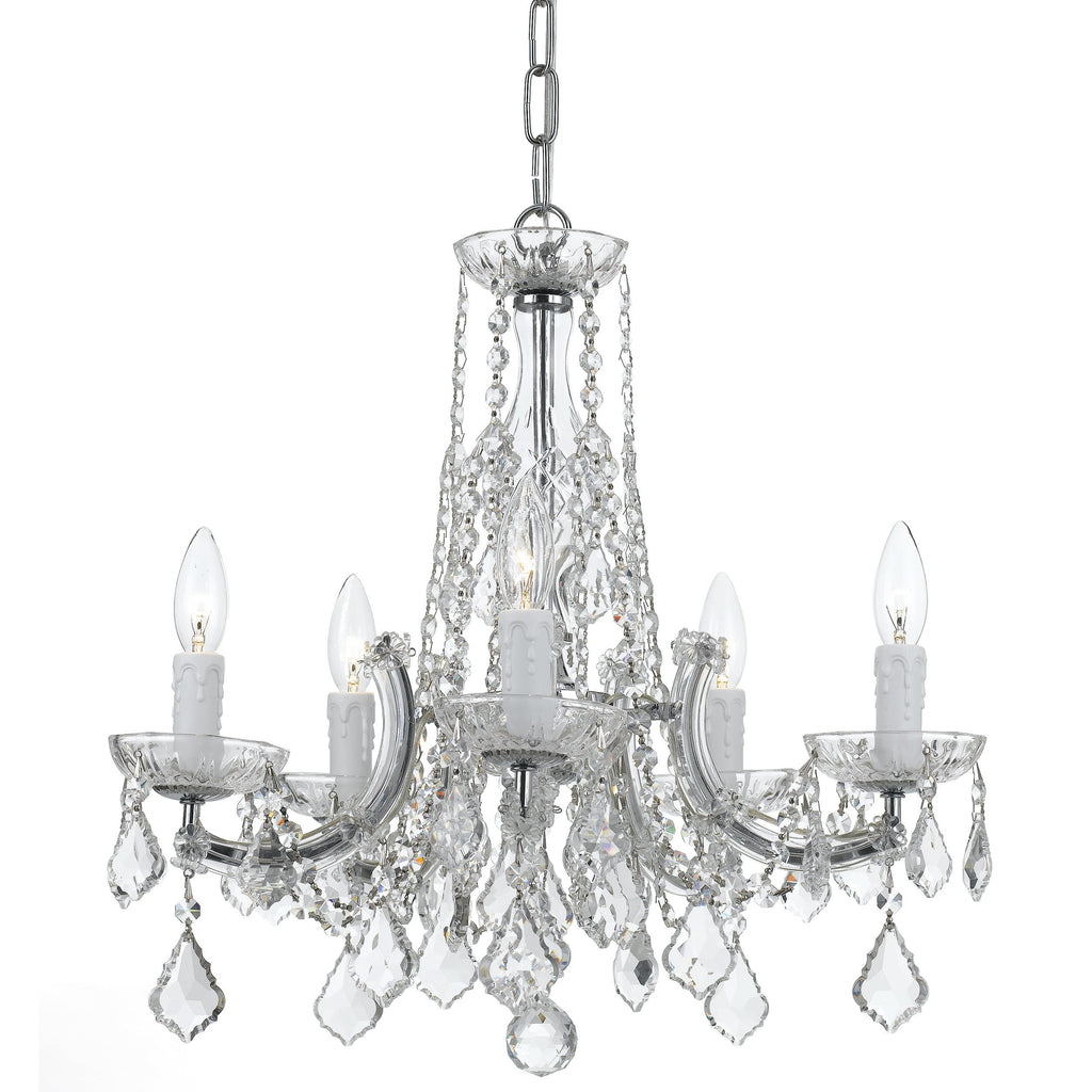5 Light Chrome Traditional Modern Chandelier Draped In Clear Hand Cut Crystal - C193-4576-CH-CL-MWP