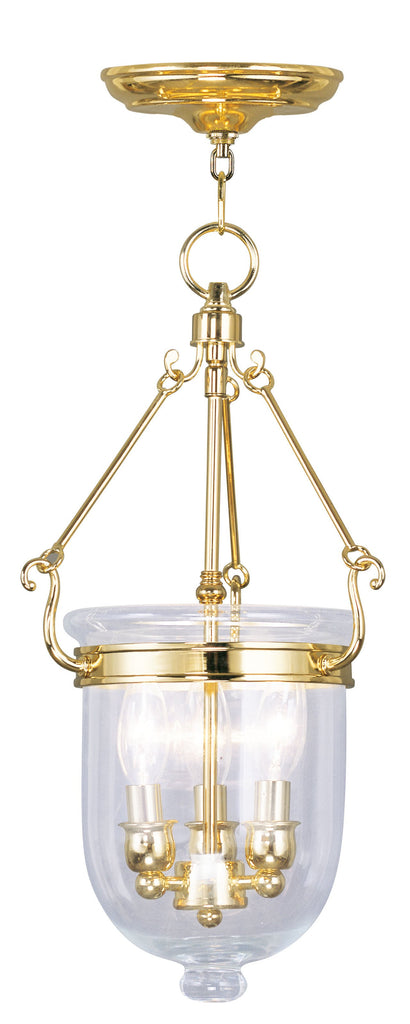 Livex Jefferson 3 Light Polished Brass Chain Lantern - C185-5063-02