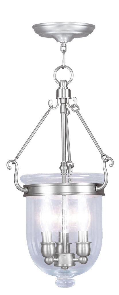 Livex Jefferson 3 Light Brushed Nickel Chain Lantern - C185-5063-91