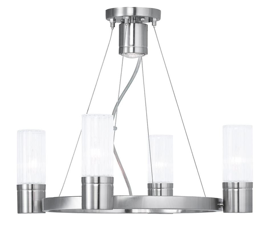 Livex Midtown 4 Light Brushed Nickel Chandelier - C185-50694-91