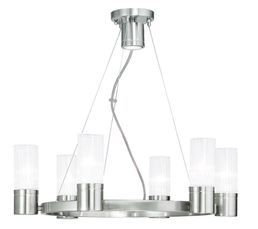 Livex Midtown 6 Light Brushed Nickel Chandelier - C185-50696-91