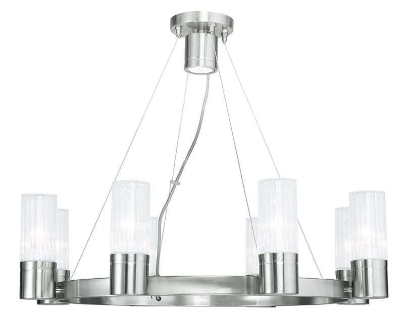 Livex Midtown 8 Light Brushed Nickel Chandelier - C185-50698-91