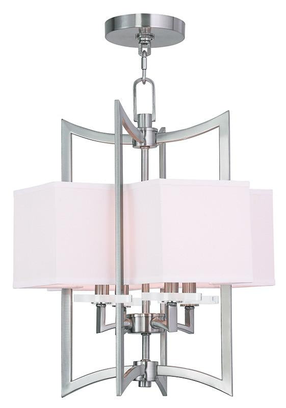 Livex Woodland Park 4 Light Brushed Nickel Foyer Chandelier - C185-50703-91