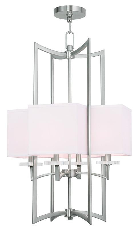 Livex Woodland Park 4 Light Brushed Nickel Foyer Chandelier - C185-50707-91