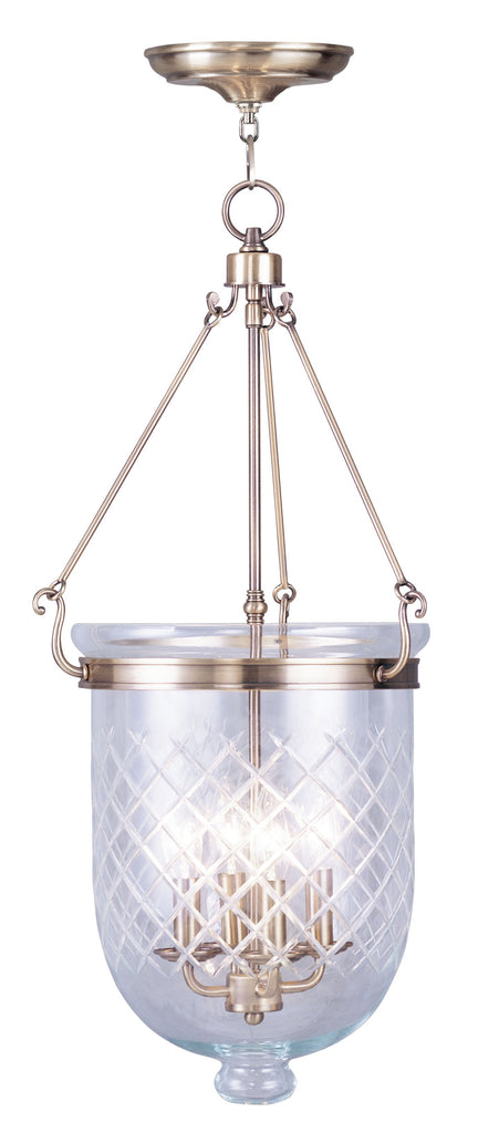 Livex Jefferson 4 Light Antique Brass Chain Lantern - C185-5075-01