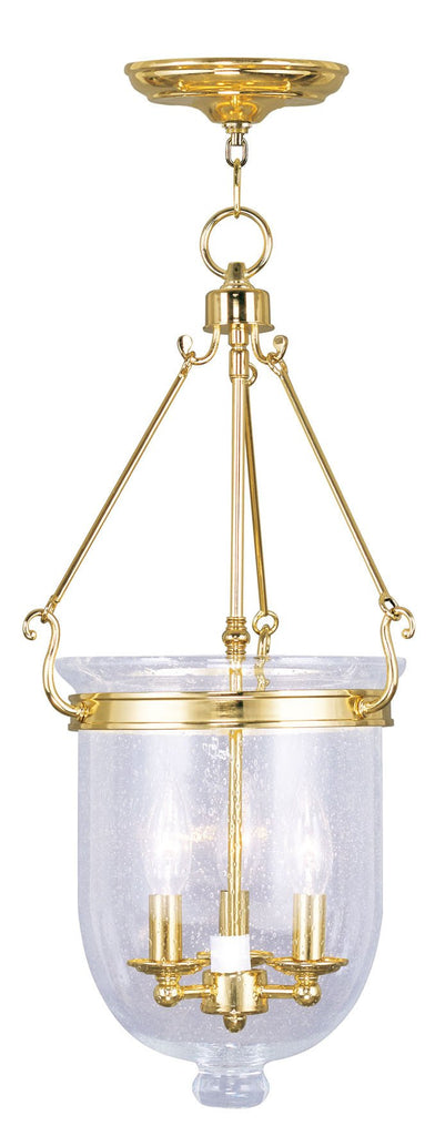 Livex Jefferson 3 Light Polished Brass Chain Lantern - C185-5084-02