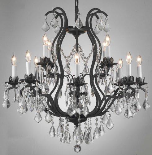 Wrought Iron Crystal Chandelier H30