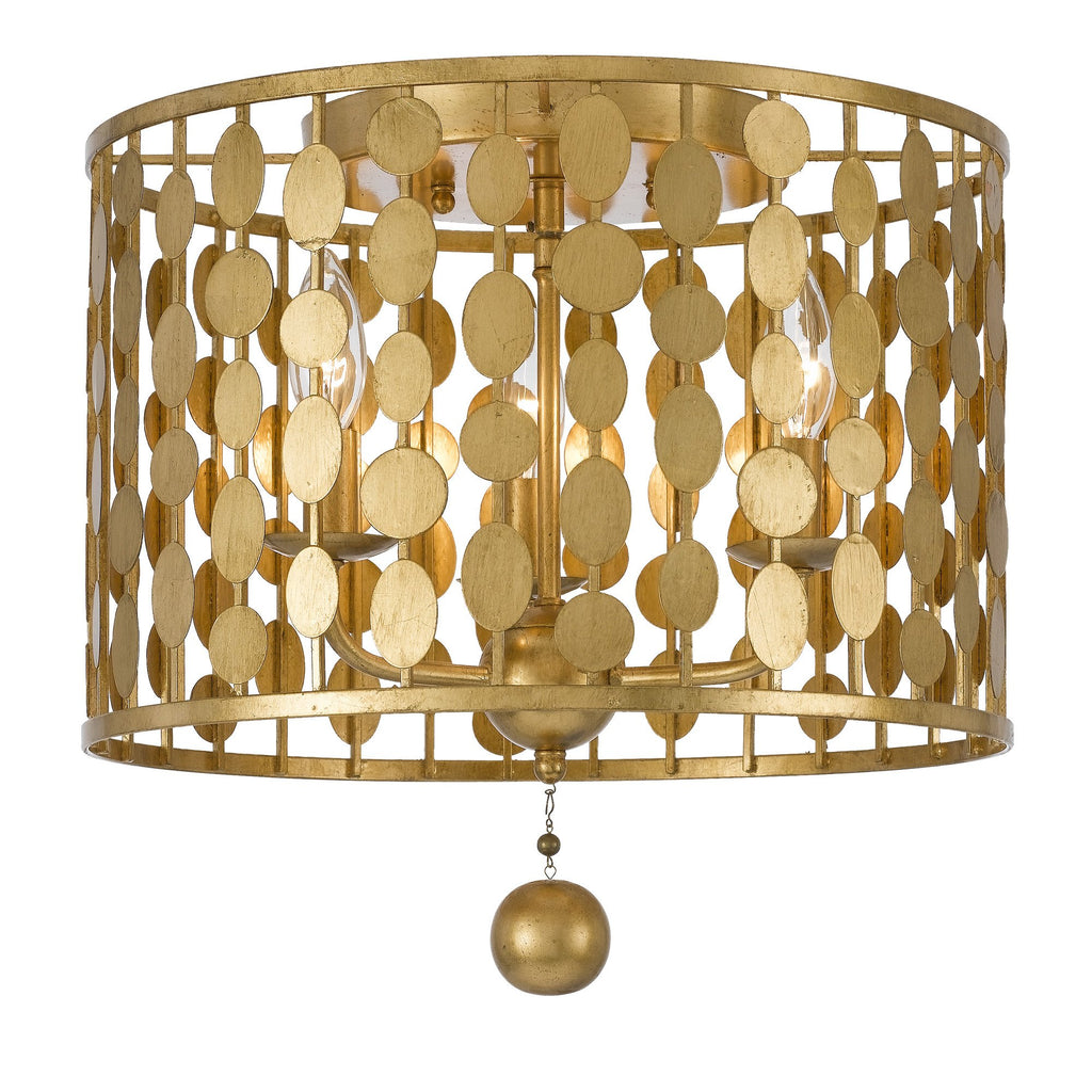 3 Light Antique Gold Eclectic Industrial Glam Ceiling Mount - C193-544-GA