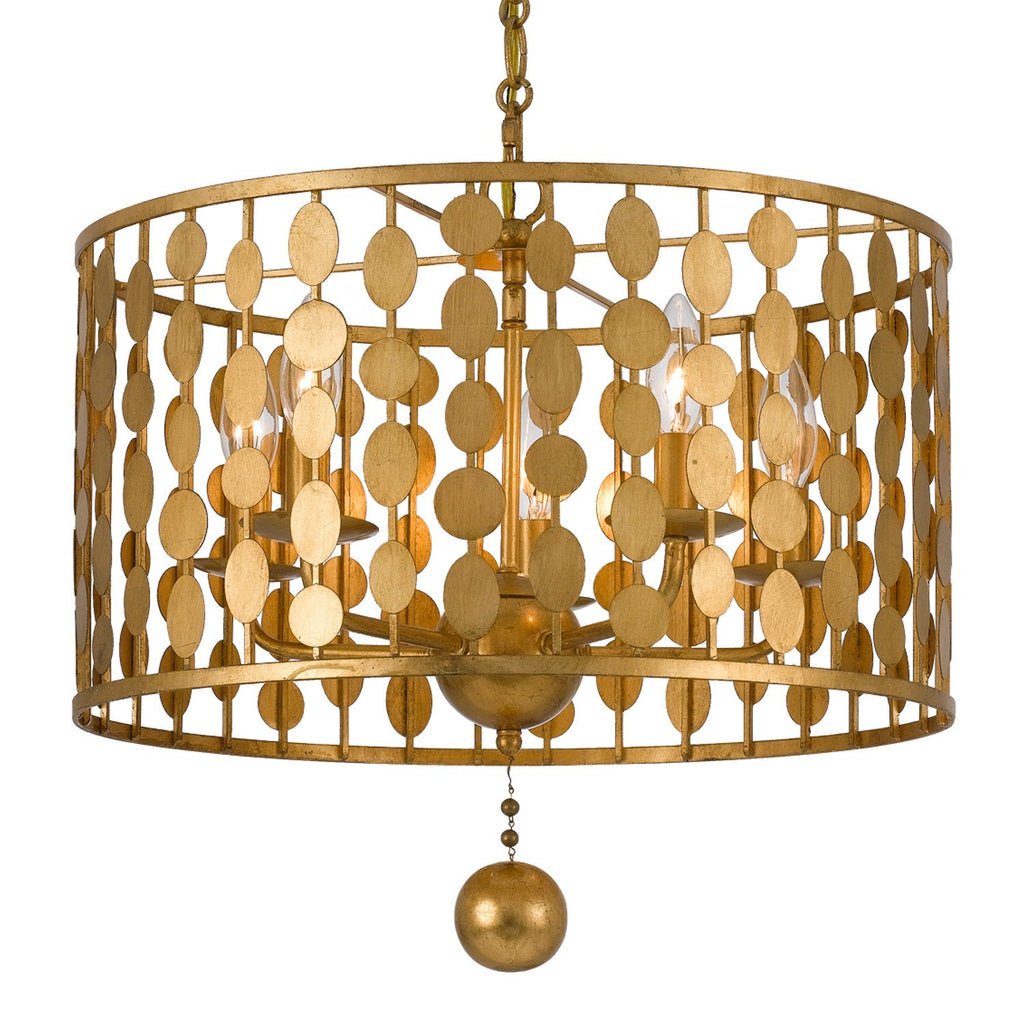 5 Light Antique Gold Eclectic Industrial Glam Chandelier - C193-545-GA