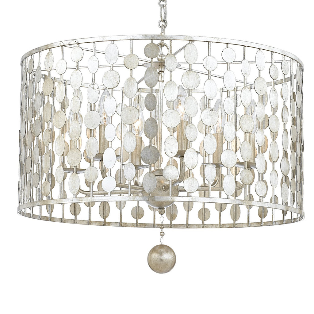 6 Light Antique Silver Eclectic Industrial Glam Chandelier - C193-546-SA