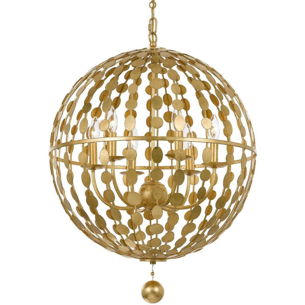 6 Light Antique Gold Eclectic Industrial Glam Chandelier - C193-547-GA