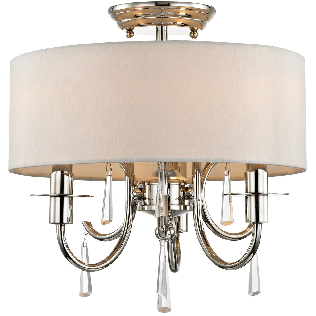 3 Light Polished Nickel Transitional Modern Ceiling Mount Draped In Clear Hand Cut Crystal - C193-6033-PN-CL-MWP_CEILING