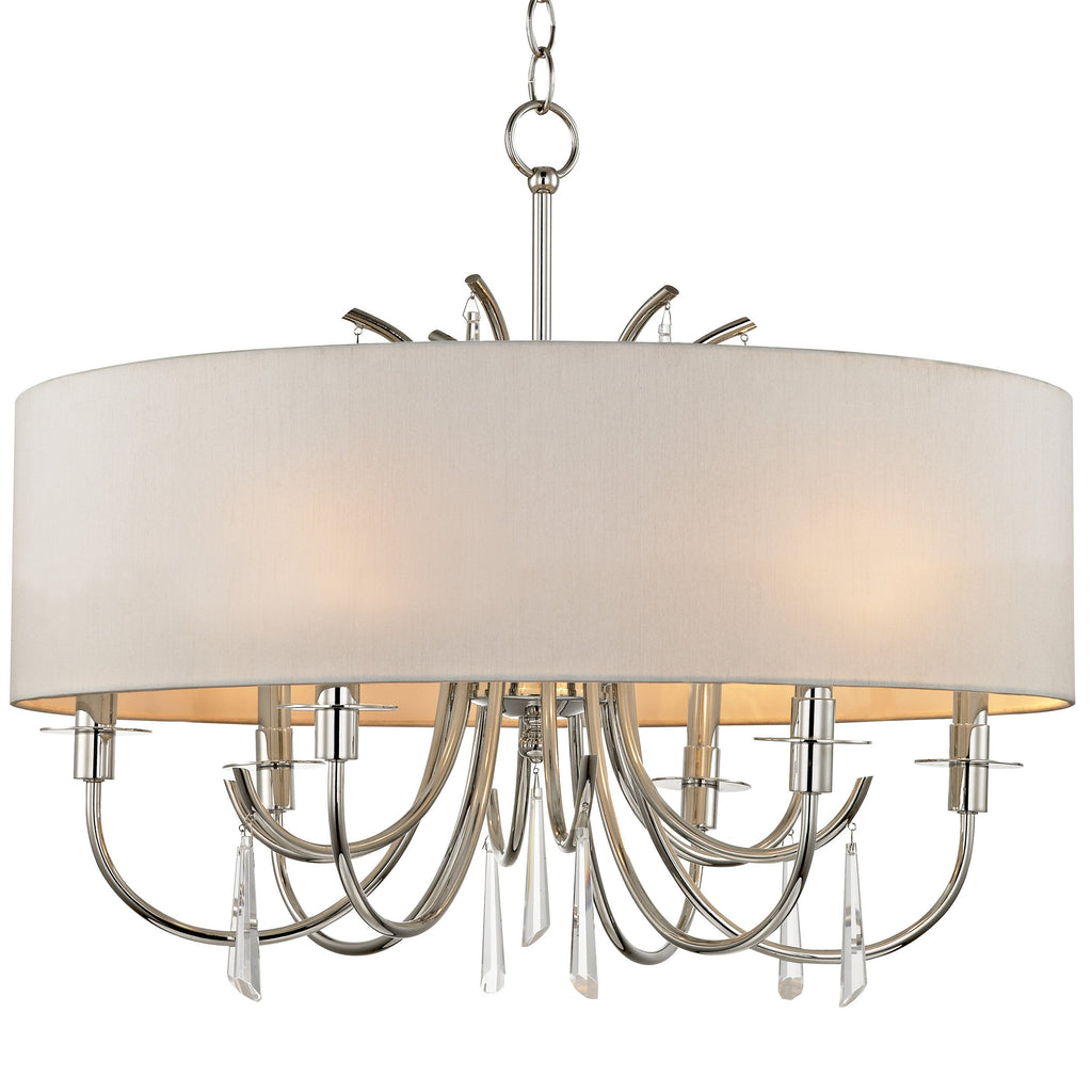 6 Light Polished Nickel Transitional Modern Chandelier Draped In Clear Hand Cut Crystal - C193-6036-PN-CL-MWP