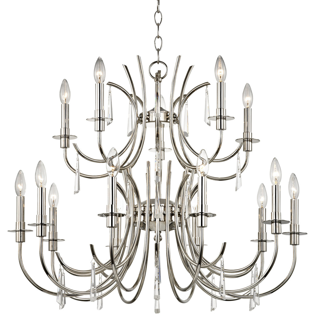 15 Light Polished Nickel Transitional Modern Chandelier Draped In Clear Hand Cut Crystal - C193-6039-PN-CL-MWP
