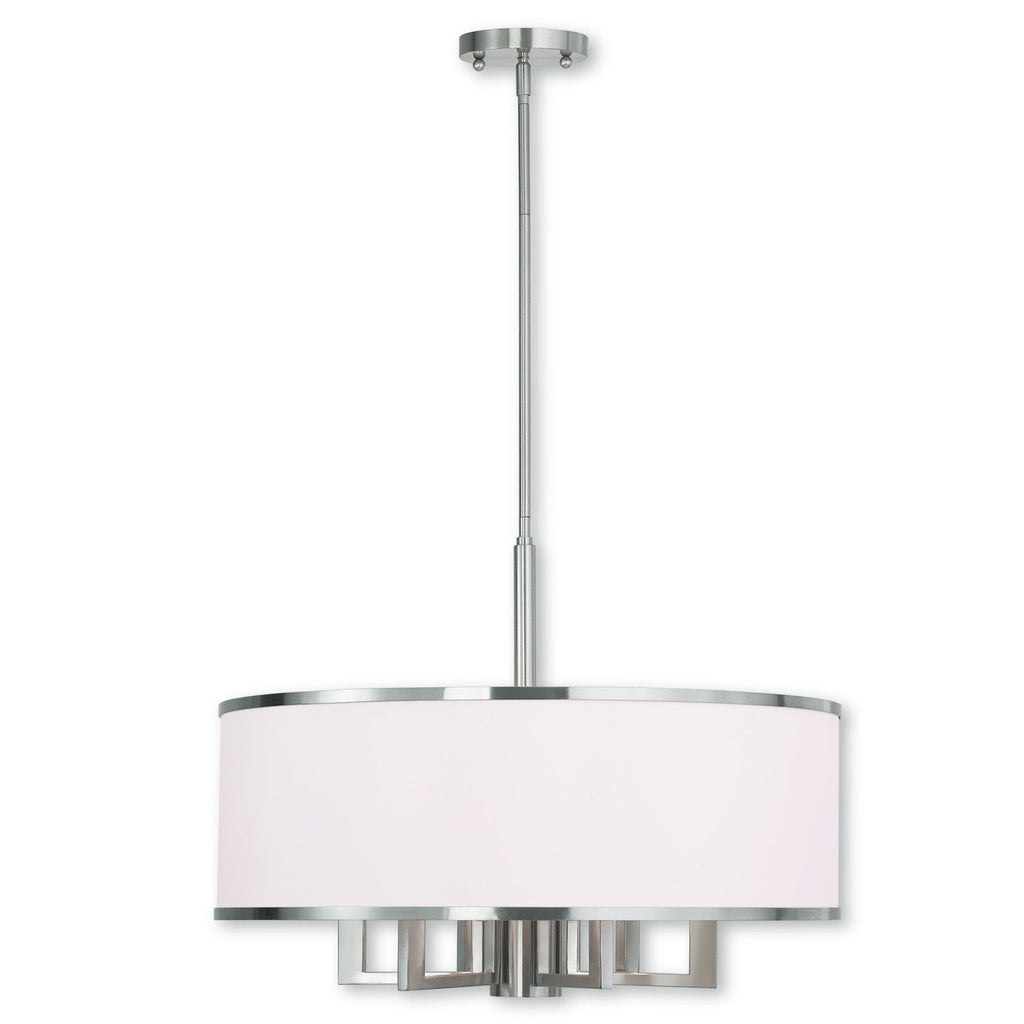 Livex Park Ridge 6 Light Brushed Nickel Chandelier - C185-62616-91