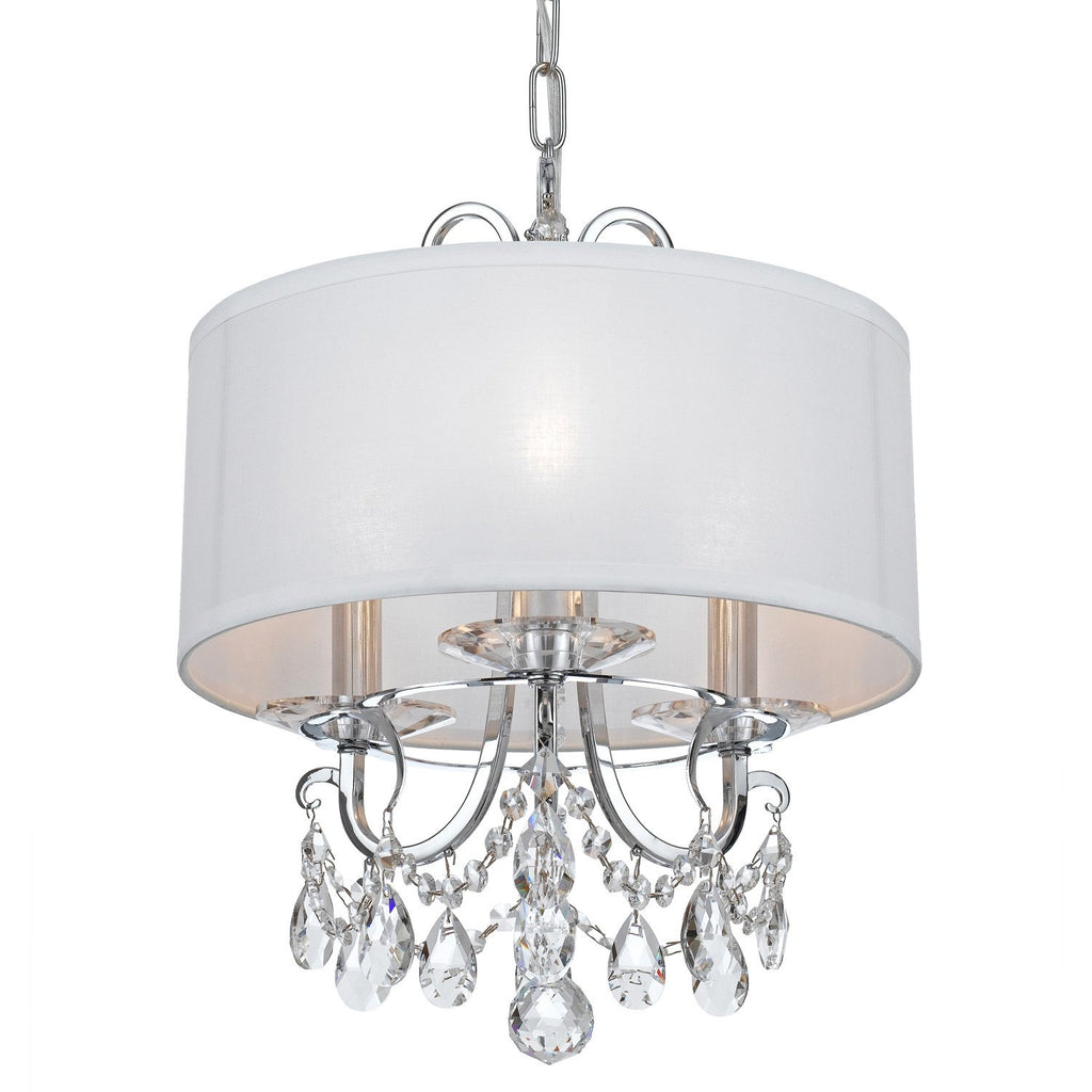 3 Light Polished Chrome Transitional Modern Mini Chandelier Draped In Clear Swarovski Strass Crystal - C193-6623-CH-CL-S