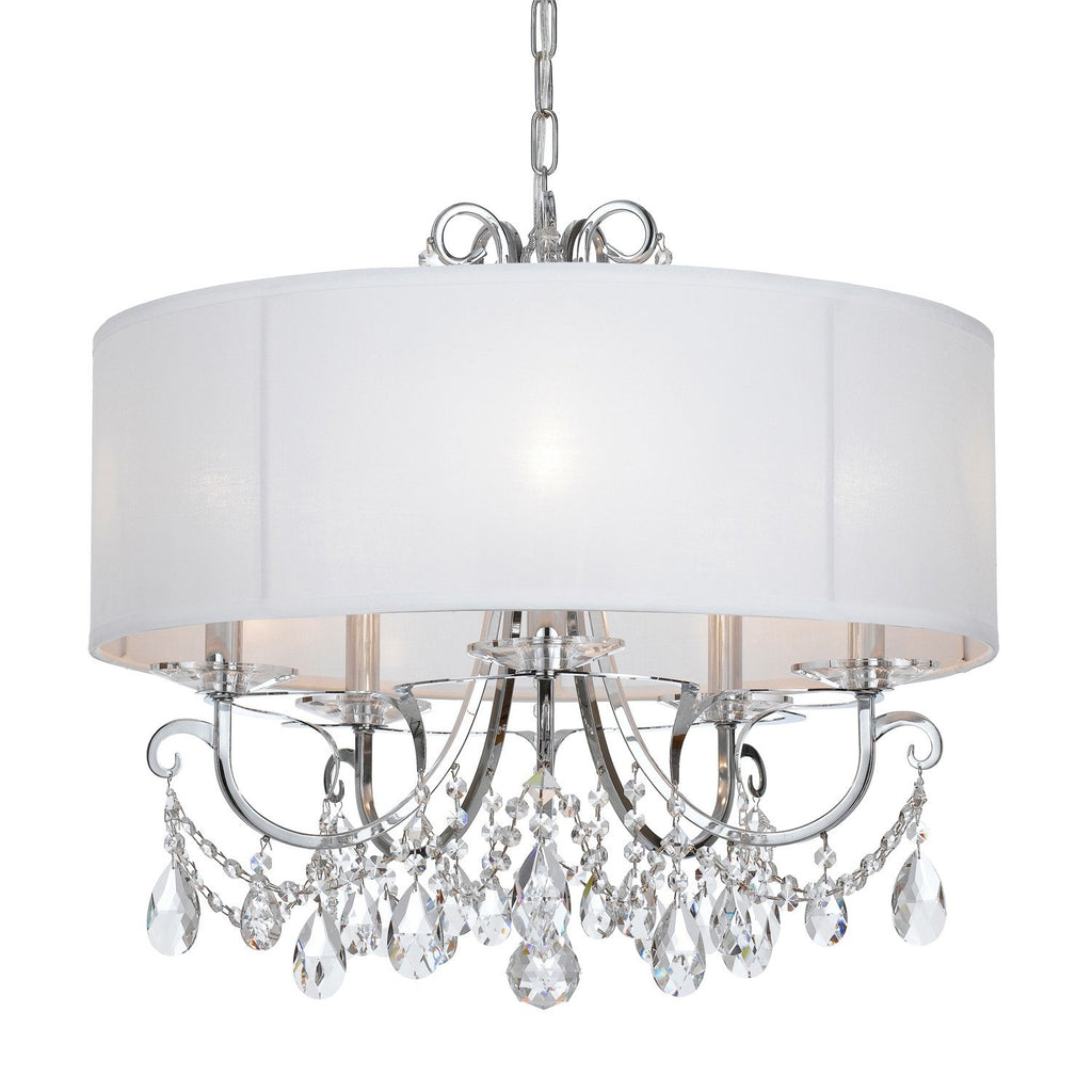 5 Light Polished Chrome Transitional Modern Chandelier Draped In Clear Hand Cut Crystal - C193-6625-CH-CL-MWP