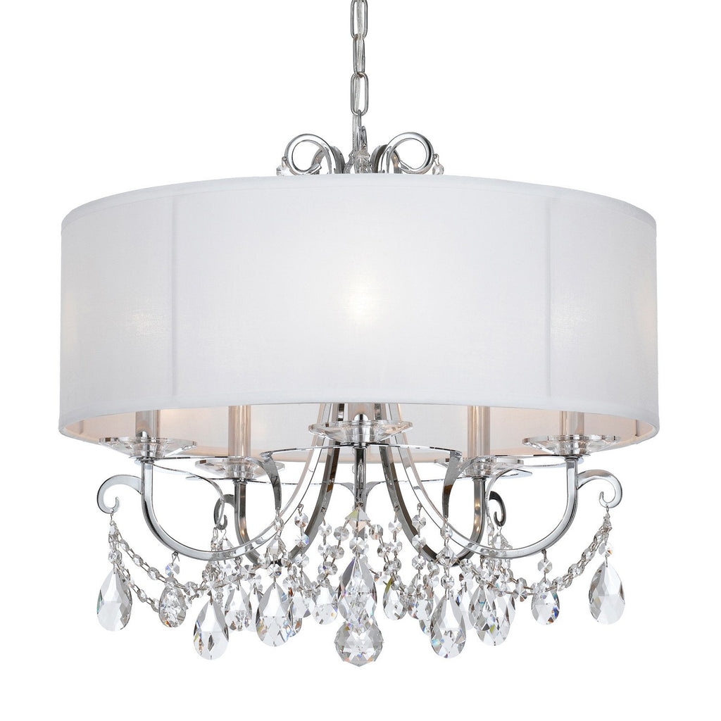 5 Light Polished Chrome Transitional Modern Chandelier Draped In Clear Spectra Crystal - C193-6625-CH-CL-SAQ