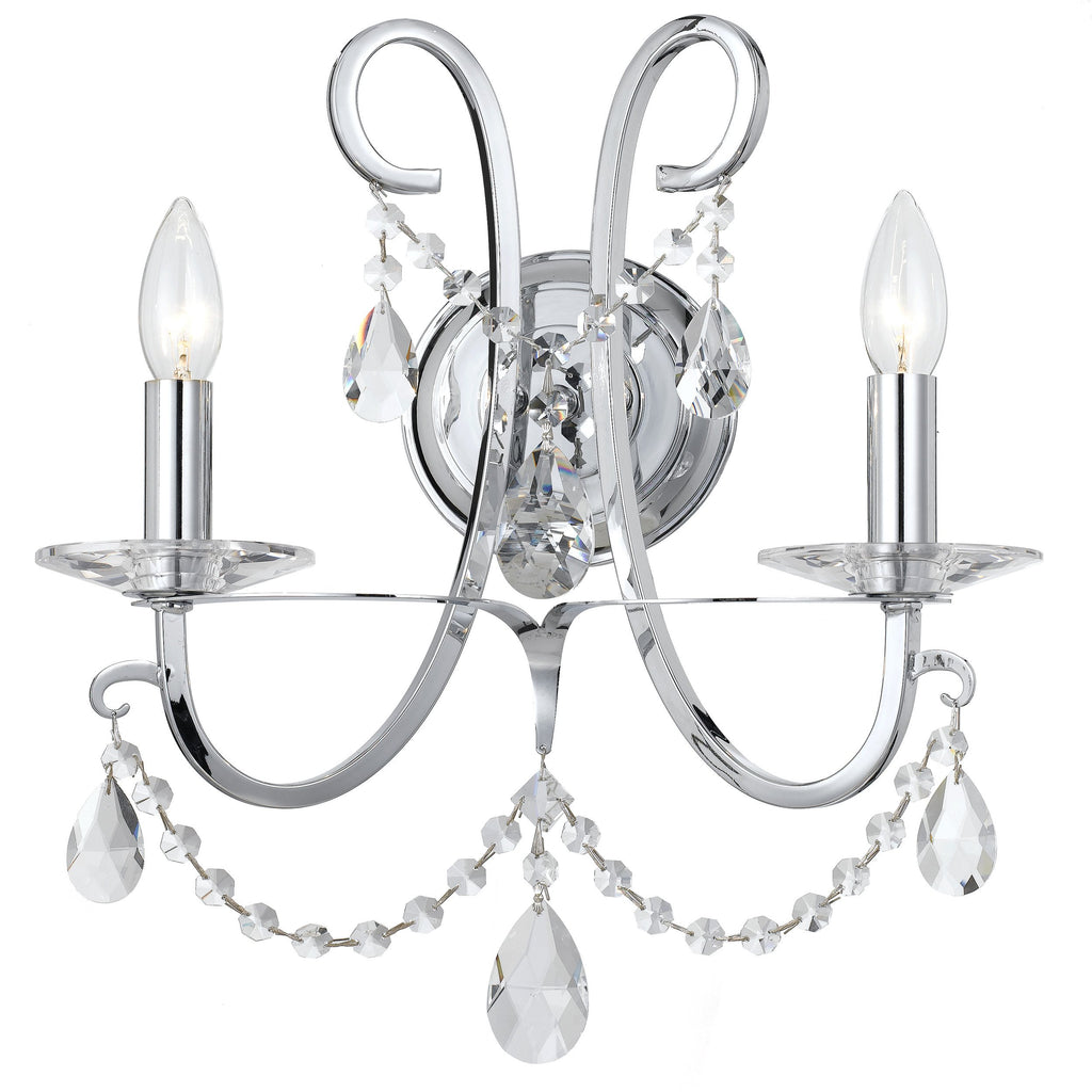 2 Light Polished Chrome Transitional Modern Sconce Draped In Clear Hand Cut Crystal - C193-6822-CH-CL-MWP