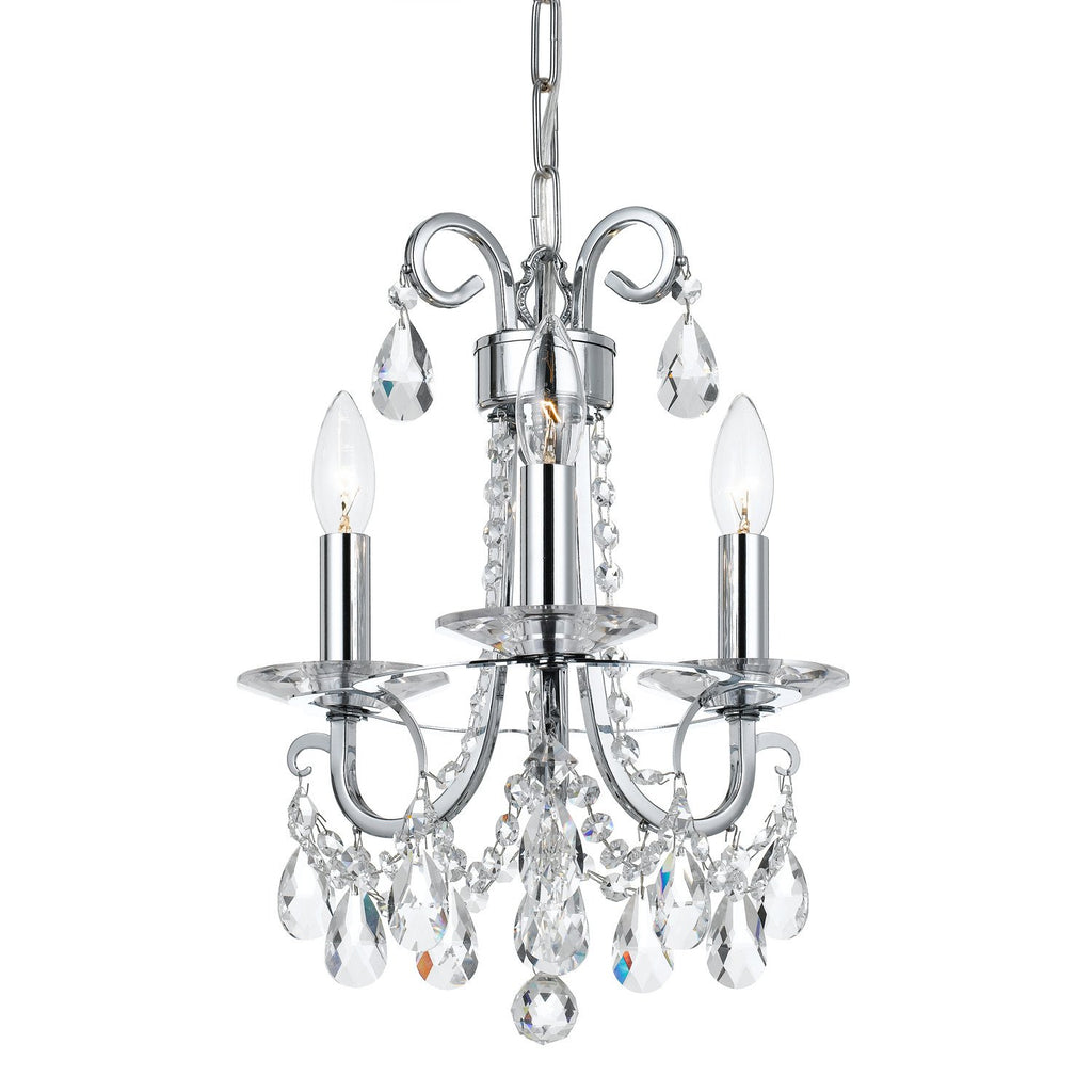 3 Light Polished Chrome Transitional Modern Mini Chandelier Draped In Clear Hand Cut Crystal - C193-6823-CH-CL-MWP