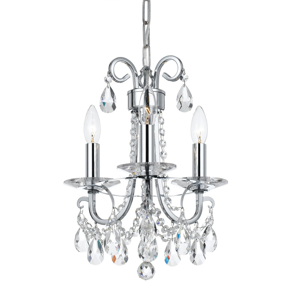 3 Light Polished Chrome Transitional Modern Mini Chandelier Draped In Clear Spectra Crystal - C193-6823-CH-CL-SAQ