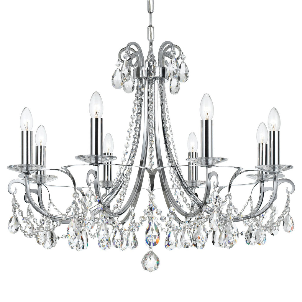 8 Light Polished Chrome Transitional Modern Chandelier Draped In Clear Hand Cut Crystal - C193-6828-CH-CL-MWP