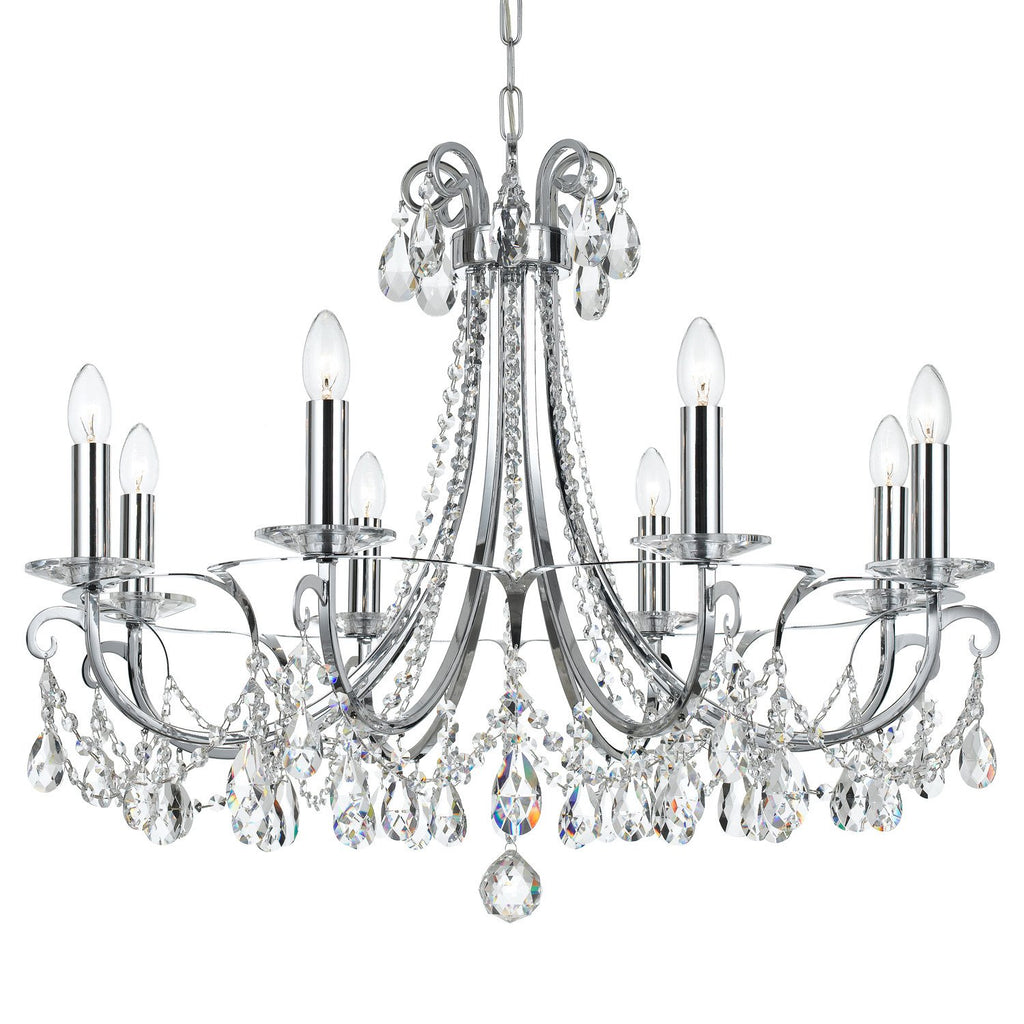 8 Light Polished Chrome Transitional Modern Chandelier Draped In Clear Spectra Crystal - C193-6828-CH-CL-SAQ