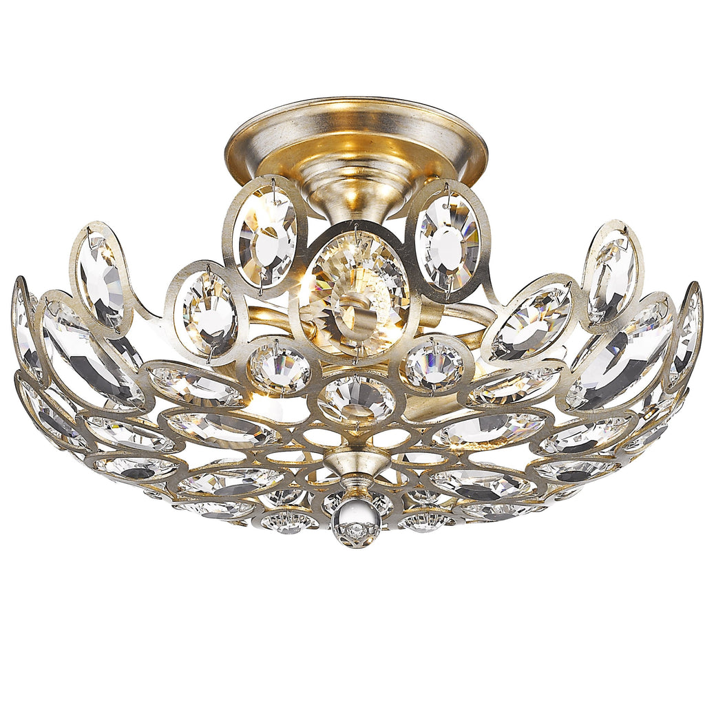 3 Light Distressed Twilight Eclectic Ceiling Mount Draped In Hand Cut Crystal - C193-7583-DT