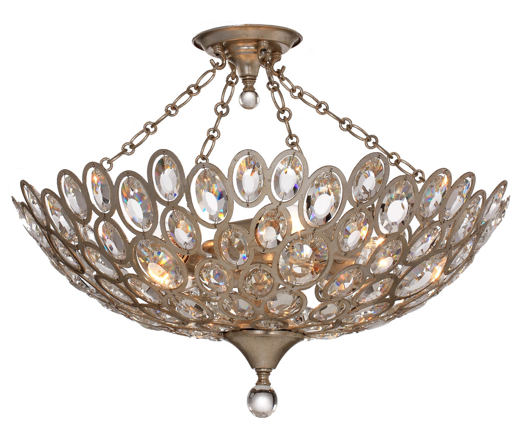 5 Light Distressed Twilight Eclectic Ceiling Mount Draped In Hand Cut Crystal - C193-7587-DT_CEILING