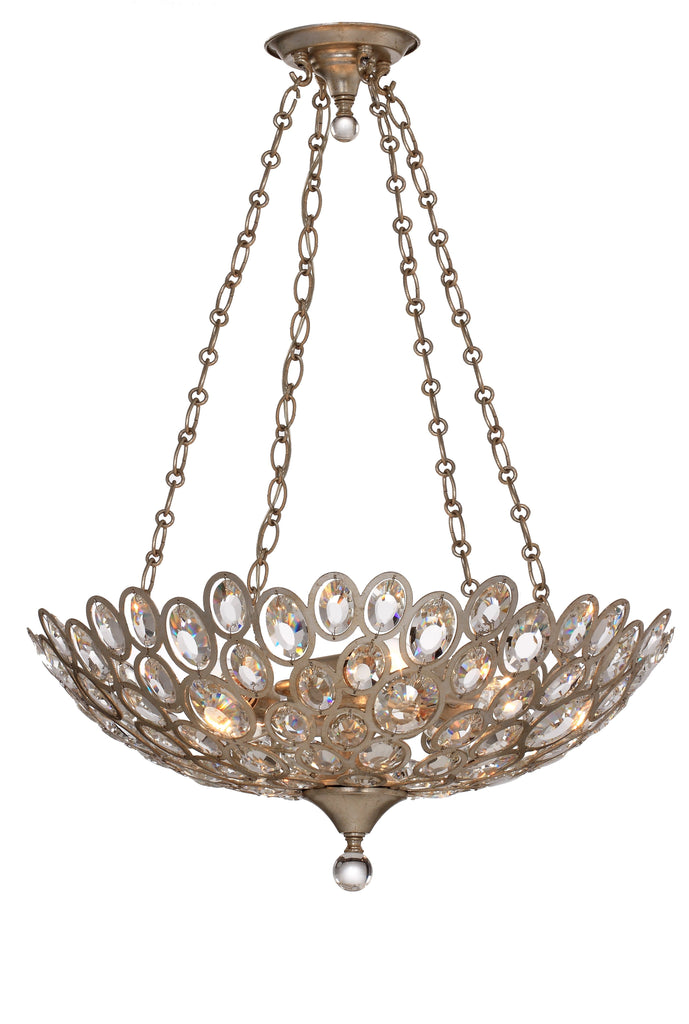 5 Light Distressed Twilight Eclectic Chandelier Draped In Hand Cut Crystal - C193-7587-DT