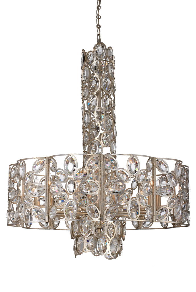 10 Light Distressed Twilight Eclectic Chandelier Draped In Hand Cut Crystal - C193-7589-DT