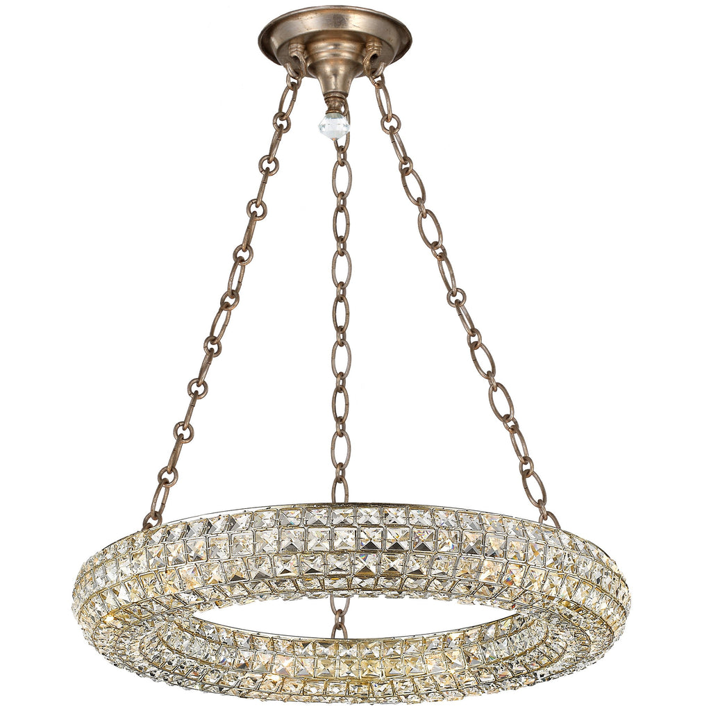 6 Light Distressed Twilight Glam Crystal Eclectic Chandelier Draped In Square Faceted Jewels Crystal - C193-7806-DT