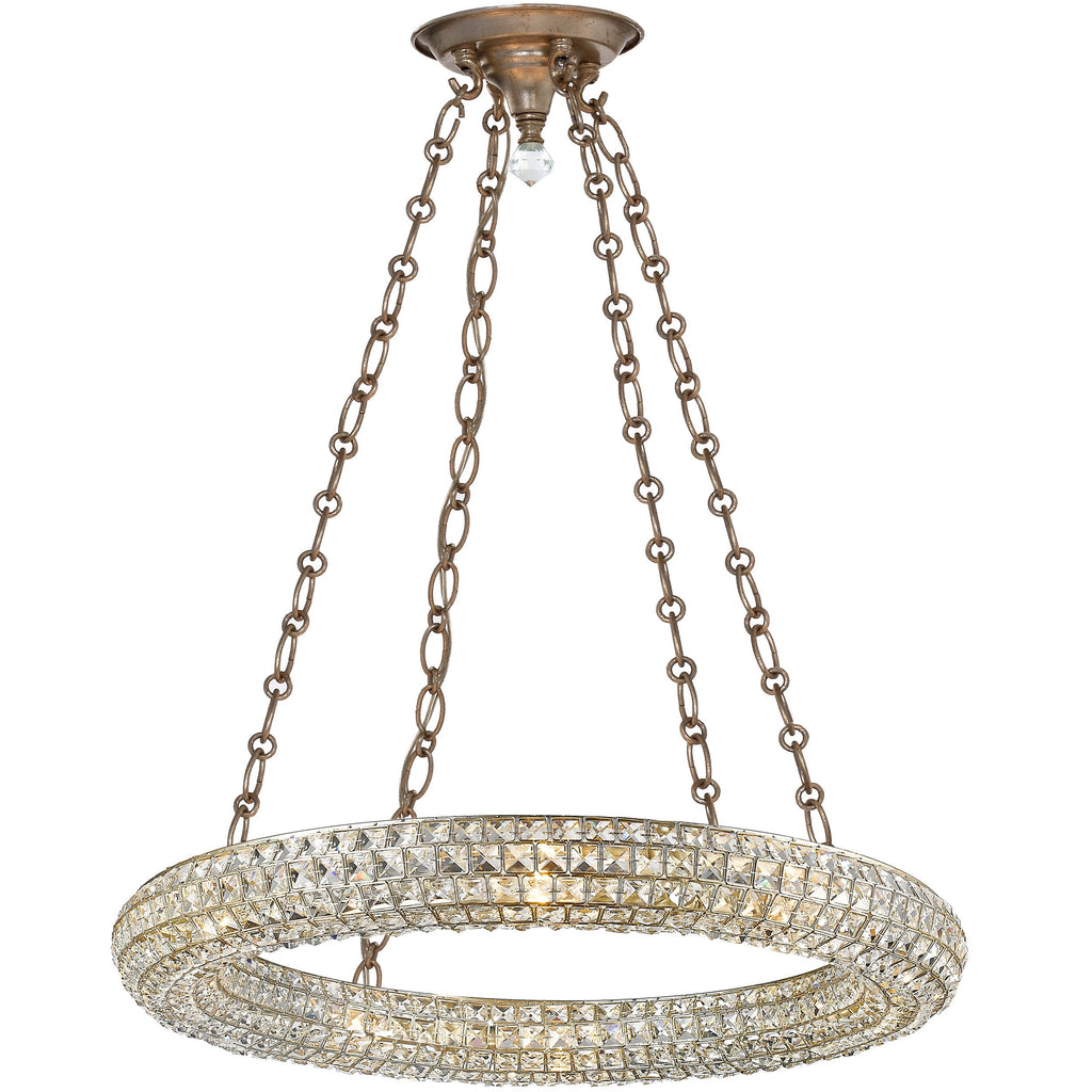 8 Light Distressed Twilight Glam Crystal Eclectic Chandelier Draped In Square Faceted Jewels Crystal - C193-7808-DT