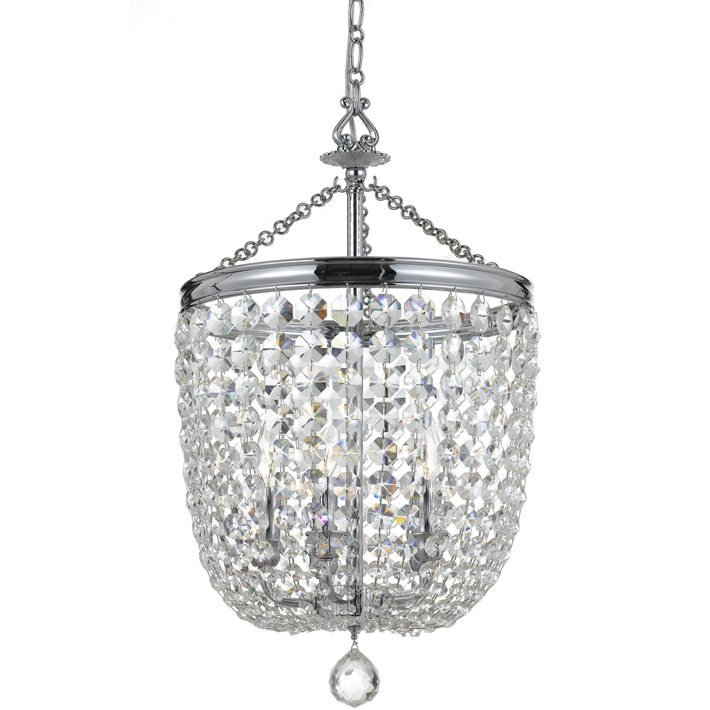 5 Light Polished Chrome Transitional Traditional Crystal Chandelier Draped In Clear Hand Cut Crystal - C193-785-CH-CL-MWP