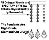 Swarovski Crystal Trimmed Wrought Iron Crystal Chandelier Lighting W38" H60" - Good for Entryway, Foyer, Living Room, Ballrooms, Catering Halls, Event Halls! w/ White Shades - A500-WHITESHADES/B12/556/16SW