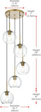 Living District Baxter 5-light brass pendant with clear glass