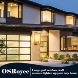 21" Large Gold Outdoor Wall Lantern, IP65 Waterproof Modern Porch Light