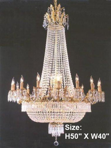 French Empire Crystal Chandelier Lighting Gold Sw H50" X W40" - Perfect For An Entryway Or Foyer Trimmed With Spectra(Tm) Crystal Reliable Crystal Quality By Swarovski - A93-1280/14+7 Sw