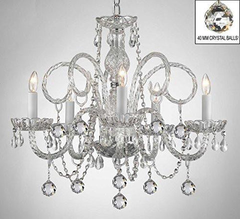 Swarovski Crystal Trimmed Chandelier All Crystal Chandelier With Crystal Balls - A46-B6/385/5 Sw