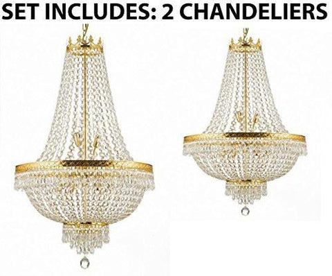 Set Of 2 - 1 For Entryway/Foyer And 1 For Dining Room French Empire Empress Crystal (Tm) Chandeliers Chandelier Lighting - 1Ea Cg/870/14 + 1Ea Cg/870/9 A500-