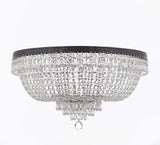 Set of 2-1 French Empire Crystal Chandelier Lighting H30" X W24" w/Dark Antique Finish! and 1 French Empire Crystal Flush Chandelier Lighting H18" X W24" w/Dark Antique Finish! - 1EA CB/870/9 + 1EA FLUSH/CB/870/9 A500-